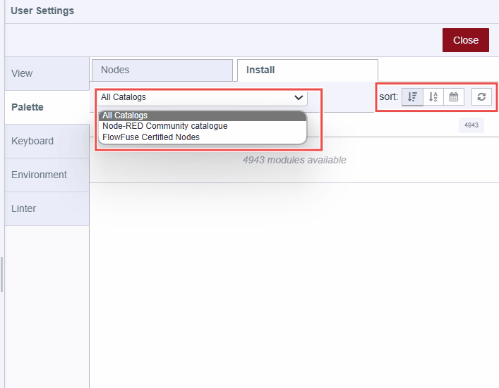 Node-RED Palette manager node's options Node-RED Palette manager node's options